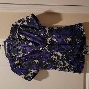 Banana Republic career black purple and white blouse